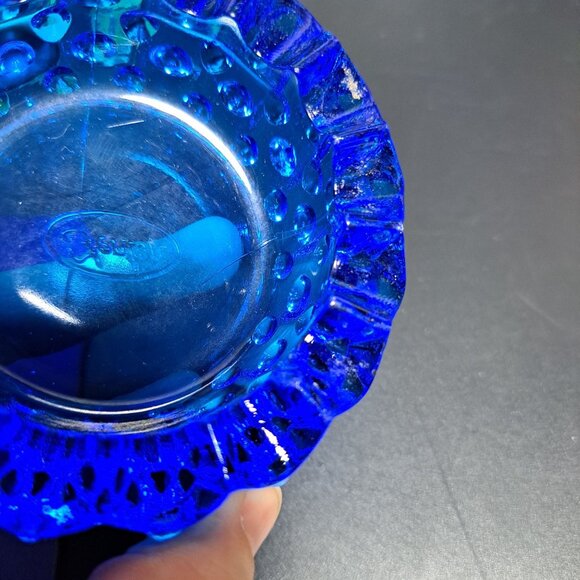Fenton Cobalt Blue Hobnail Glass Ashtray Collectible Vintage Decorative Piece - Picture 11 of 13